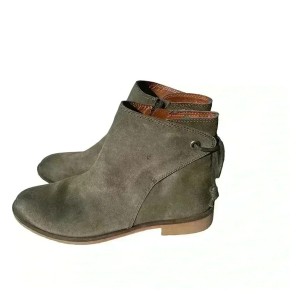 Lucky Brand women’s Gwenore suede ankle Bootie color dark moss powell sz 7.5 - Picture 5 of 8